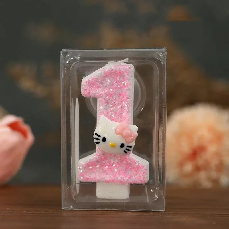 Kawaii Hello Kitty Nummer Geburtstagskerze Sanrio Kitty Katze Digitale Kerzen Geburtstagskuchen Dekoration Jubiläumsparty Kerzen