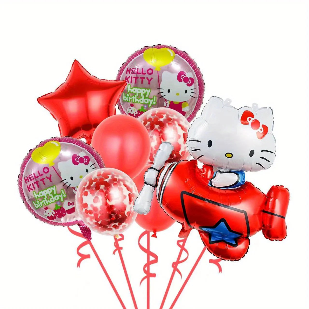 Hello Kitty Ballon Cartoon, Goldene Confetti Metallic Pastell Macaron Ballons für Hochzeit Geburtstag Geburtstagsfeier Dekorationen