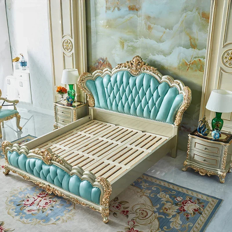 European Headboard Modern Bed Waterproof Princess Storage Bedroom Double Bed Base Frame Monster Camas Matrimoniales Furniture