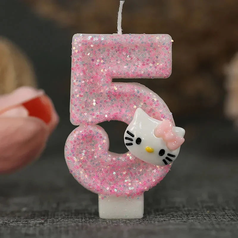 Kawaii Hello Kitty Nummer Geburtstagskerze Sanrio Kitty Katze Digitale Kerzen Geburtstagskuchen Dekoration Jubiläumsparty Kerzen