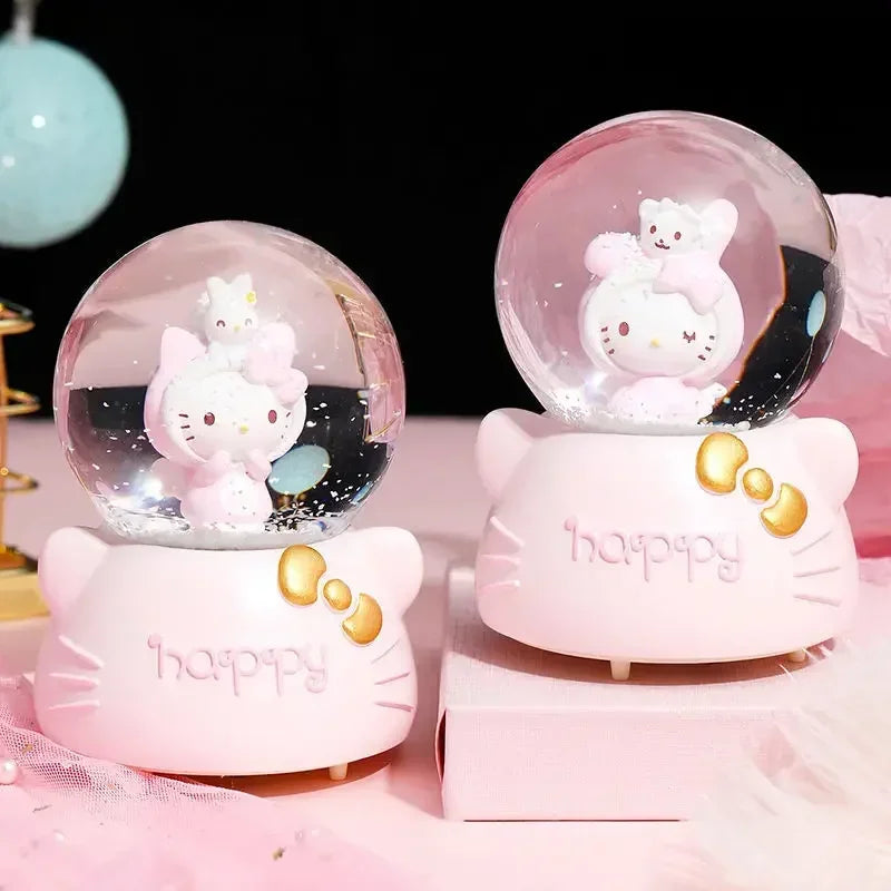 Hello Kitty Cartoon niedlich kawaii Kinder-Musik-Box-Laterne Kristallkugel Ornament Freundin Geburtstagsgeschenk