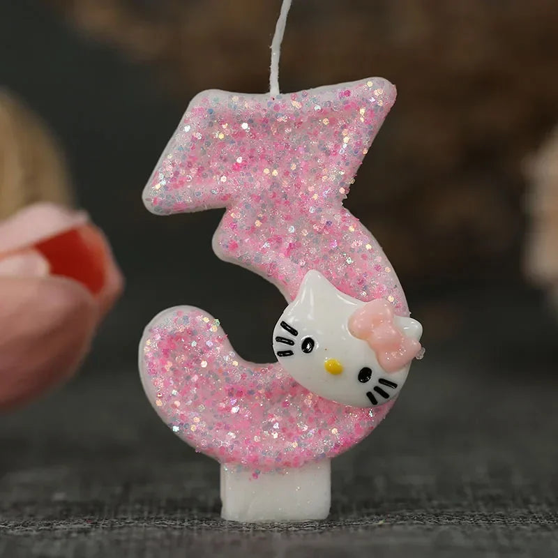 Kawaii Hello Kitty Nummer Geburtstagskerze Sanrio Kitty Katze Digitale Kerzen Geburtstagskuchen Dekoration Jubiläumsparty Kerzen