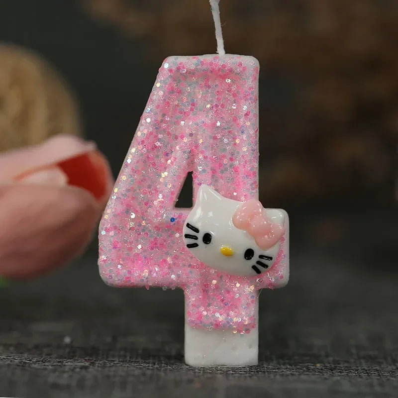 Kawaii Hello Kitty Nummer Geburtstagskerze Sanrio Kitty Katze Digitale Kerzen Geburtstagskuchen Dekoration Jubiläumsparty Kerzen