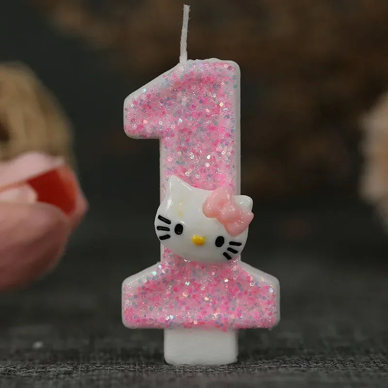 Kawaii Hello Kitty Nummer Geburtstagskerze Sanrio Kitty Katze Digitale Kerzen Geburtstagskuchen Dekoration Jubiläumsparty Kerzen