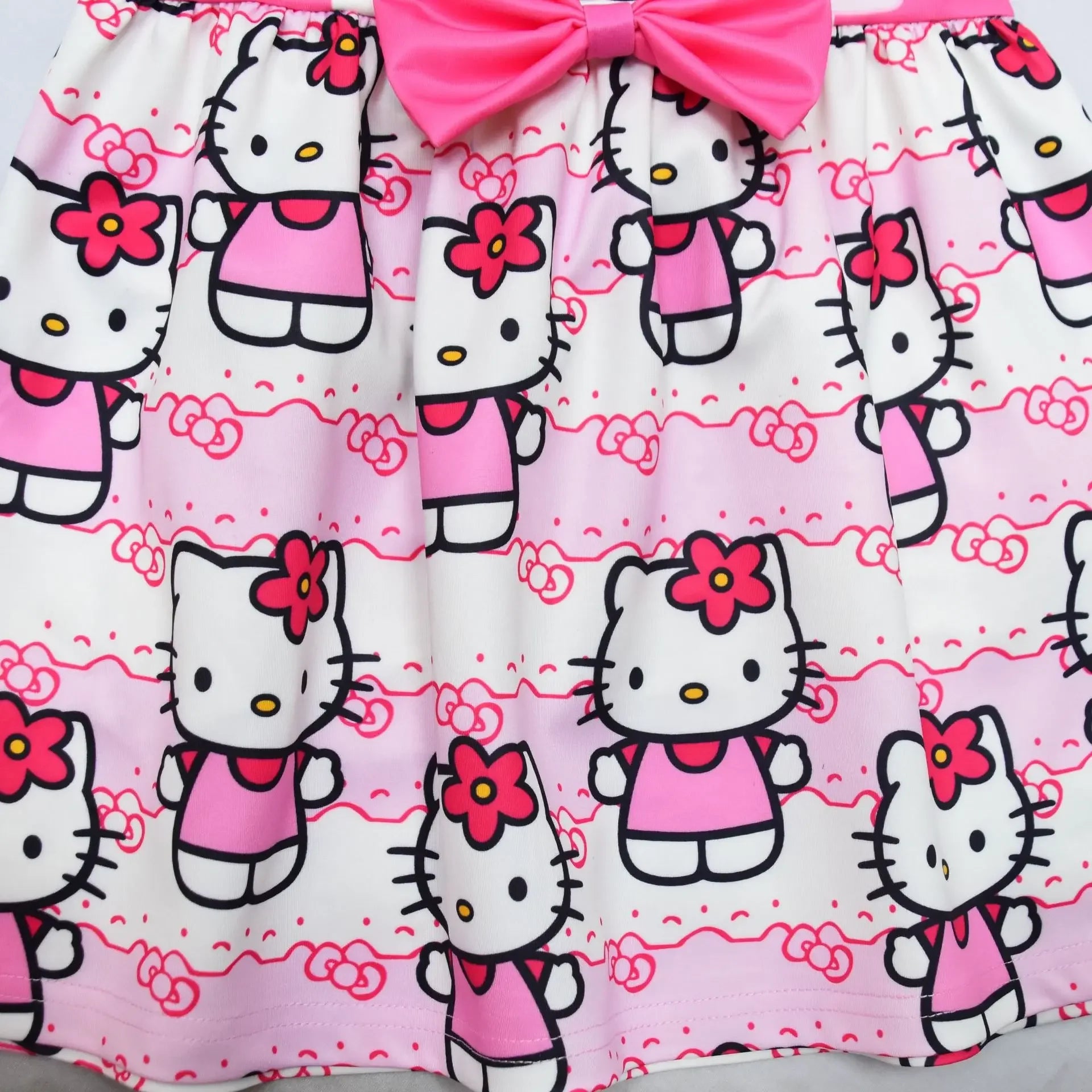 Hello Kitty Cartoon Gedrucktes Netz Garn pleated Kleid für Mädchen Geburtstagsparty Prinzessin Kostüm Kostüm für Kinder