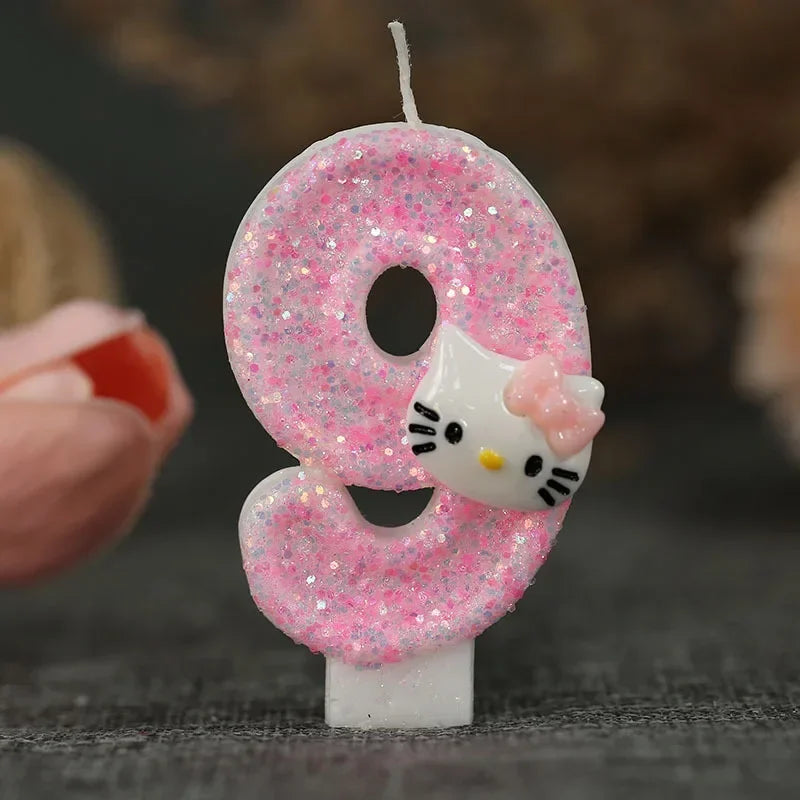 Kawaii Hello Kitty Nummer Geburtstagskerze Sanrio Kitty Katze Digitale Kerzen Geburtstagskuchen Dekoration Jubiläumsparty Kerzen