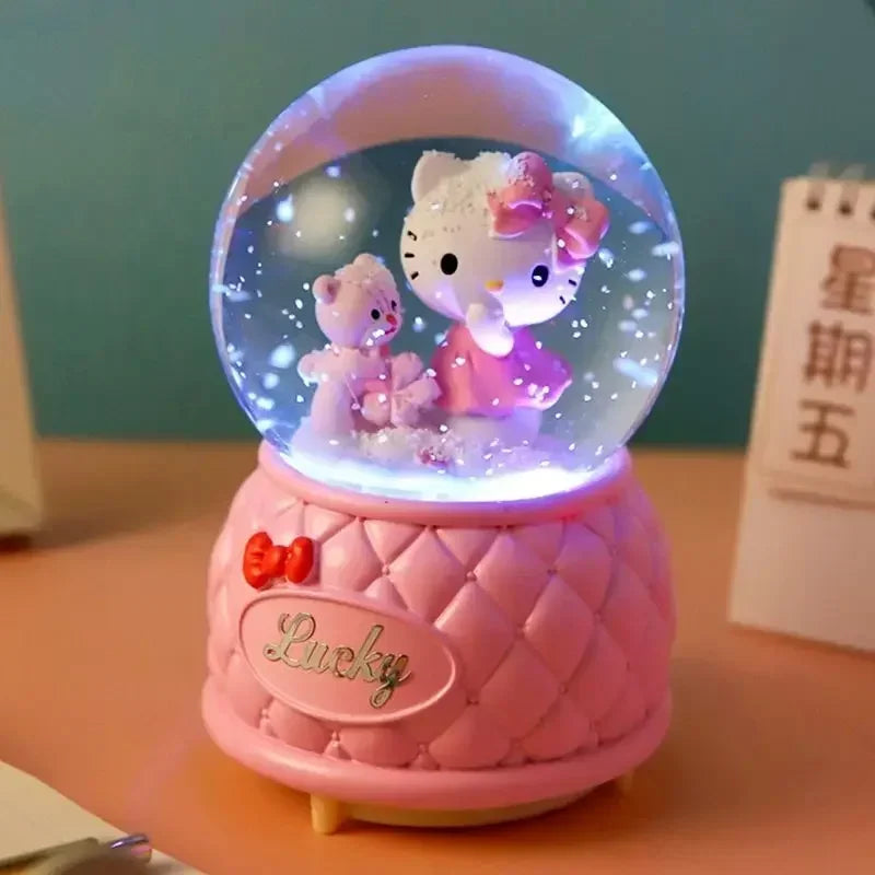 Hello Kitty Cartoon niedlich kawaii Kinder-Musik-Box-Laterne Kristallkugel Ornament Freundin Geburtstagsgeschenk