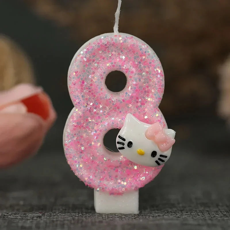 Kawaii Hello Kitty Nummer Geburtstagskerze Sanrio Kitty Katze Digitale Kerzen Geburtstagskuchen Dekoration Jubiläumsparty Kerzen