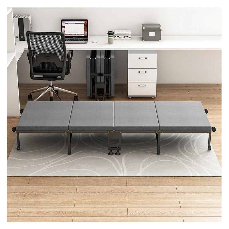 Four-folding bed office snap tool factory directly operated office snap bed with wheel marching bed