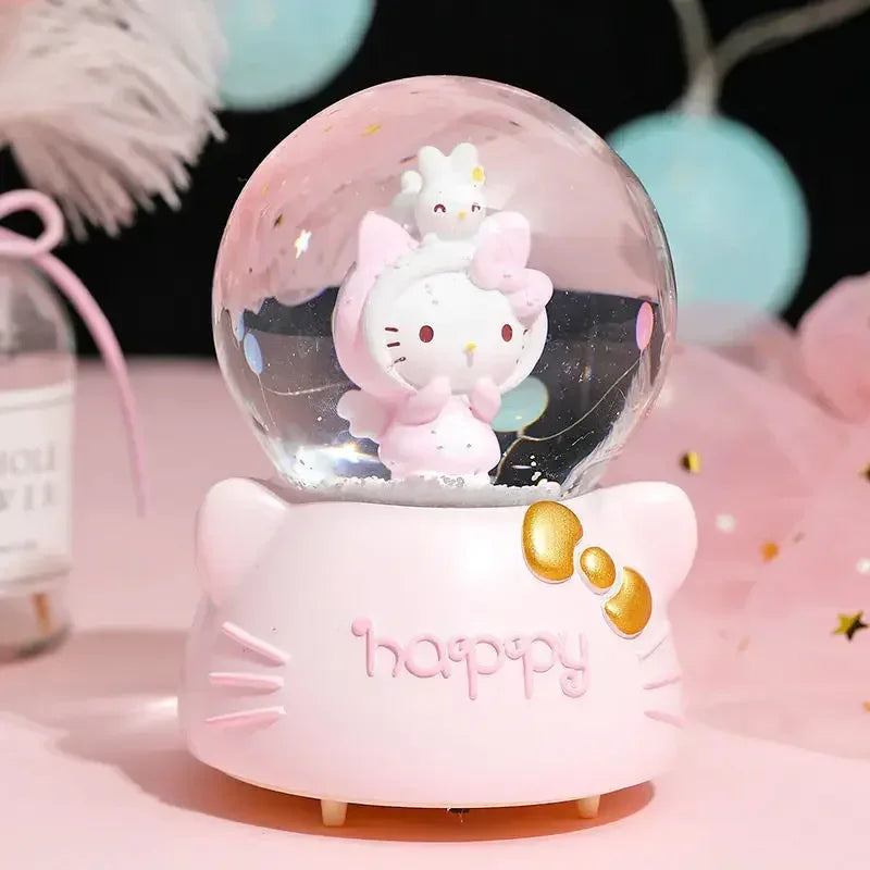 Hello Kitty Cartoon niedlich kawaii Kinder-Musik-Box-Laterne Kristallkugel Ornament Freundin Geburtstagsgeschenk