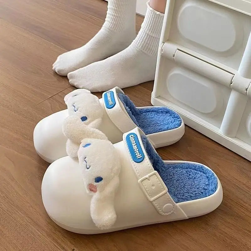 Hello Kitty Slippers Damen Herbst Winter Indoor Home Wasserdichte Sanrio Baumwolle Hausschuhe Winter Weihnachtsgeschenke