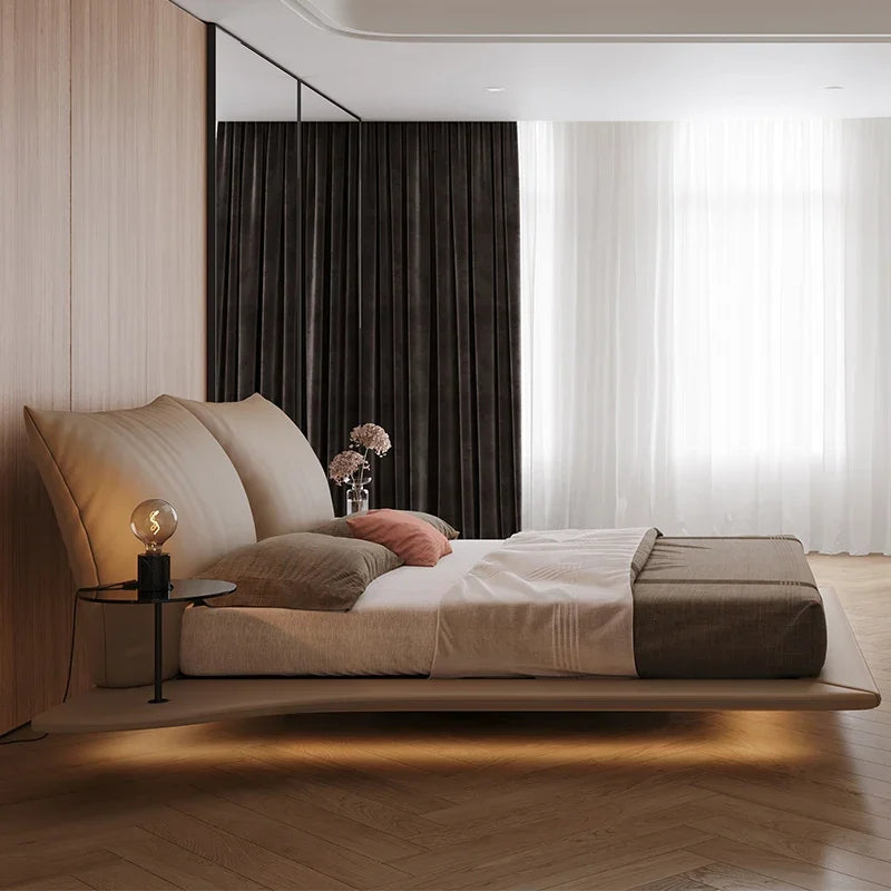 Floating European Bed Luxury Fashionable Wedding Designer High Quality Bed Double Frame Comfortable Cama De Casal Beds Furniture