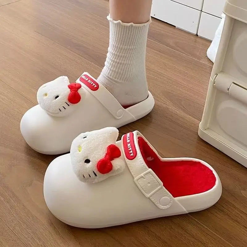 Hello Kitty Slippers Damen Herbst Winter Indoor Home Wasserdichte Sanrio Baumwolle Hausschuhe Winter Weihnachtsgeschenke