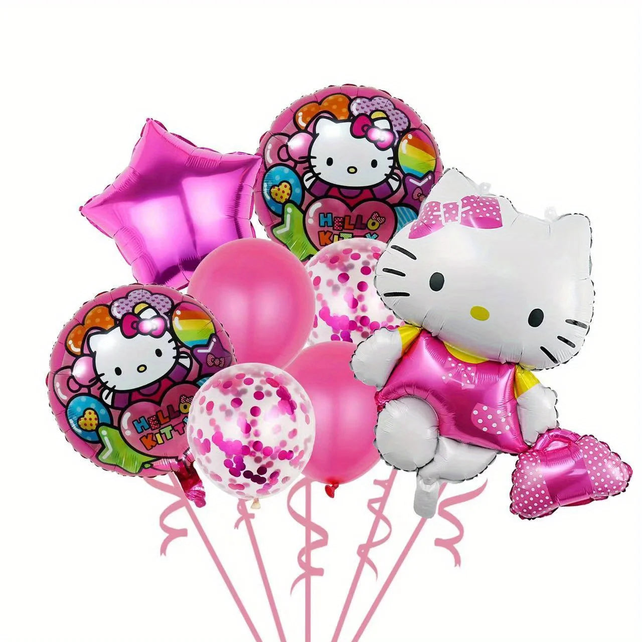 Hello Kitty Ballon Cartoon, Goldene Confetti Metallic Pastell Macaron Ballons für Hochzeit Geburtstag Geburtstagsfeier Dekorationen