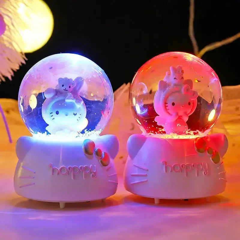 Hello Kitty Cartoon niedlich kawaii Kinder-Musik-Box-Laterne Kristallkugel Ornament Freundin Geburtstagsgeschenk