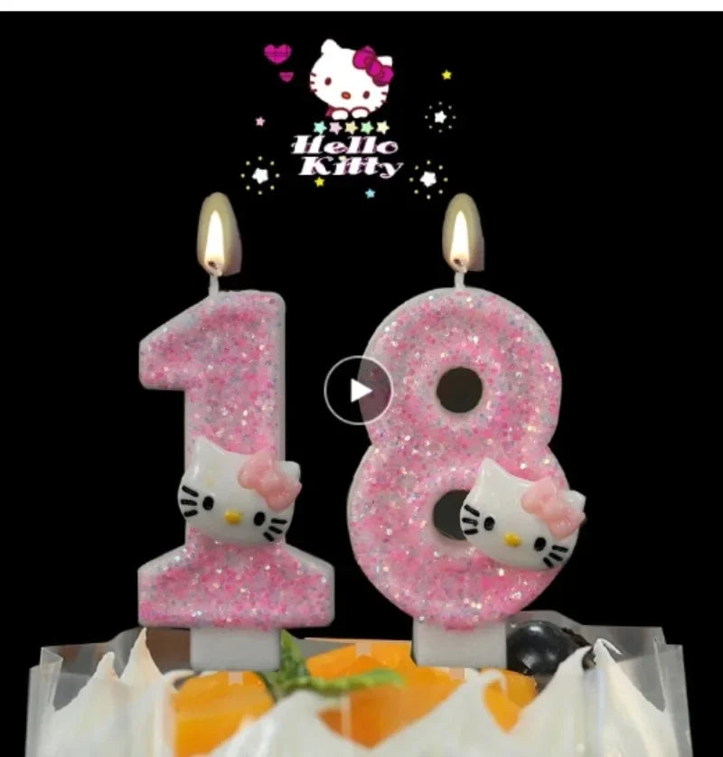 Kawaii Hello Kitty Nummer Geburtstagskerze Sanrio Kitty Katze Digitale Kerzen Geburtstagskuchen Dekoration Jubiläumsparty Kerzen