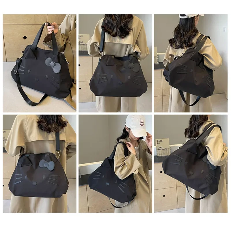 Hello Kitty Large Capacity Tote Bag Schwarze Schulter Crossbody Bag Trendy Leisure Reisetasche Sweet Makeup Bag Girlfriend Gift