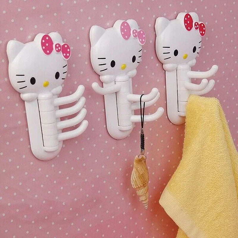Hello Kitty Rotating Hook Cute Kreativ Multifunktional Haken Cartoon Anime Küche Badezimmer nagelfrei Wand Geschenk