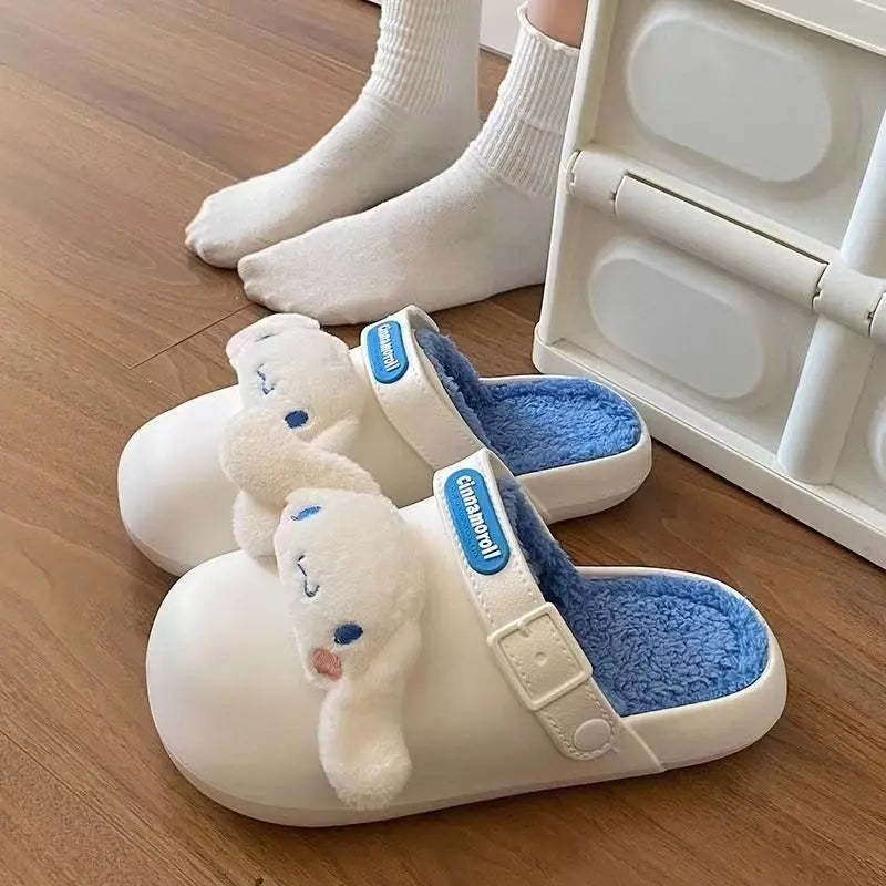 Hello Kitty Slippers Damen Herbst Winter Indoor Home Wasserdichte Sanrio Baumwolle Hausschuhe Winter Weihnachtsgeschenke