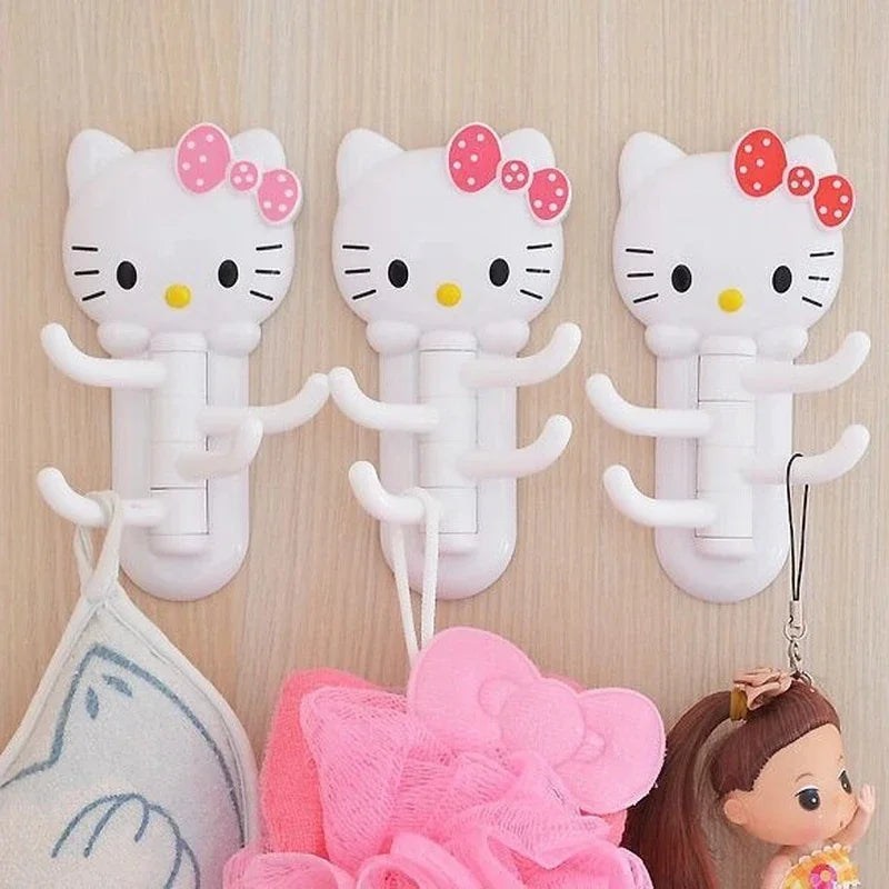 Hello Kitty Rotating Hook Cute Kreativ Multifunktional Haken Cartoon Anime Küche Badezimmer nagelfrei Wand Geschenk