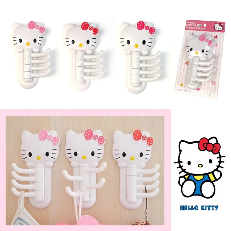 Hello Kitty Rotating Hook Cute Kreativ Multifunktional Haken Cartoon Anime Küche Badezimmer nagelfrei Wand Geschenk