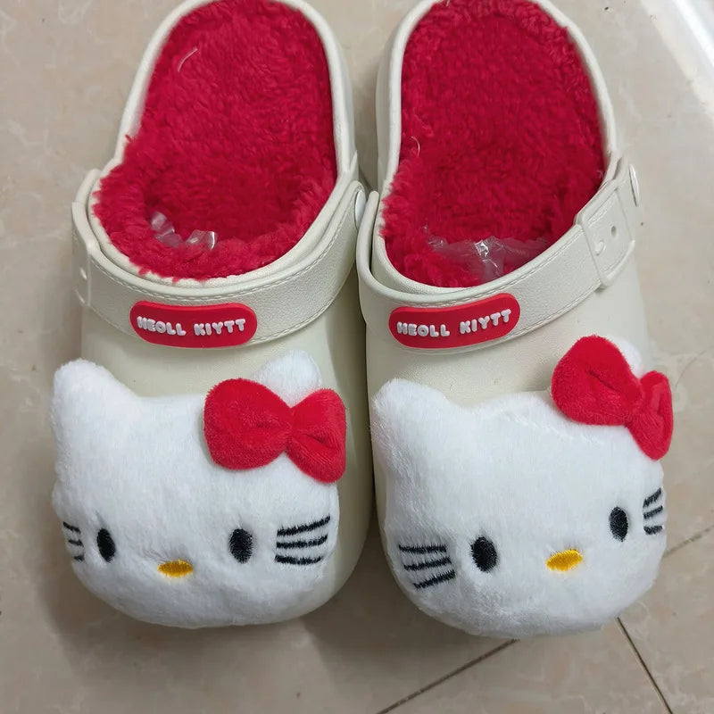 Hello Kitty Slippers Damen Herbst Winter Indoor Home Wasserdichte Sanrio Baumwolle Hausschuhe Winter Weihnachtsgeschenke