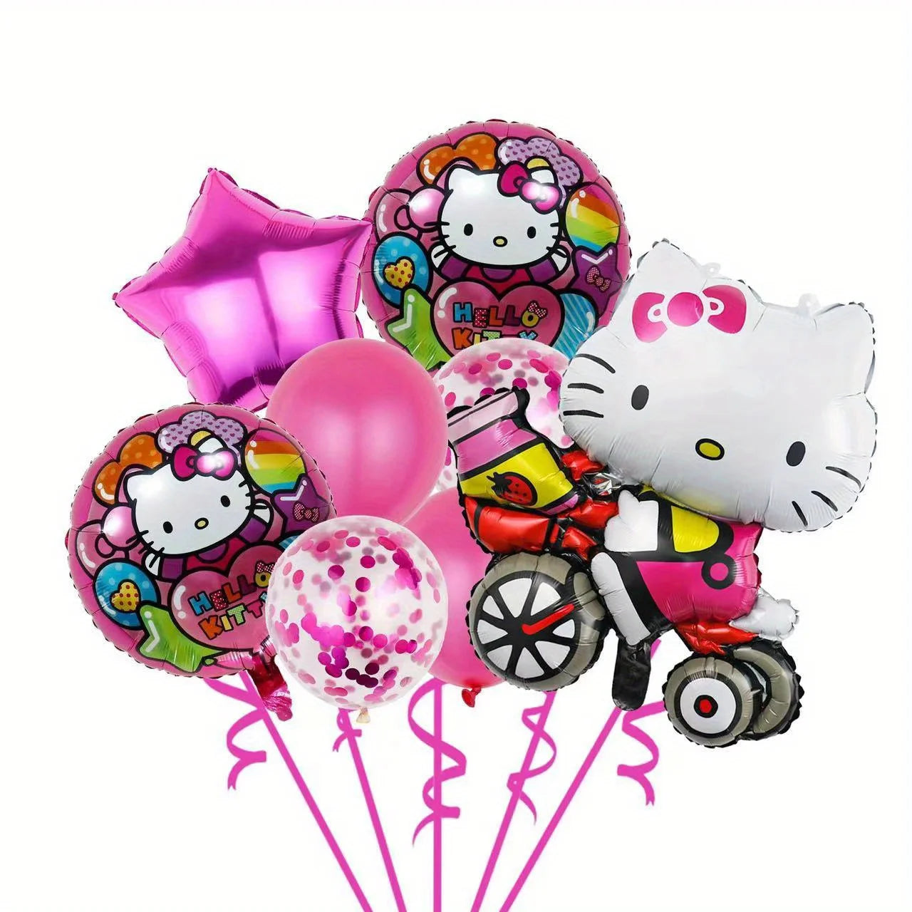 Hello Kitty Ballon Cartoon, Goldene Confetti Metallic Pastell Macaron Ballons für Hochzeit Geburtstag Geburtstagsfeier Dekorationen