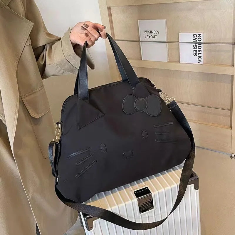 Hello Kitty Large Capacity Tote Bag Schwarze Schulter Crossbody Bag Trendy Leisure Reisetasche Sweet Makeup Bag Girlfriend Gift