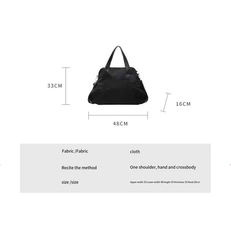 Hello Kitty Large Capacity Tote Bag Schwarze Schulter Crossbody Bag Trendy Leisure Reisetasche Sweet Makeup Bag Girlfriend Gift