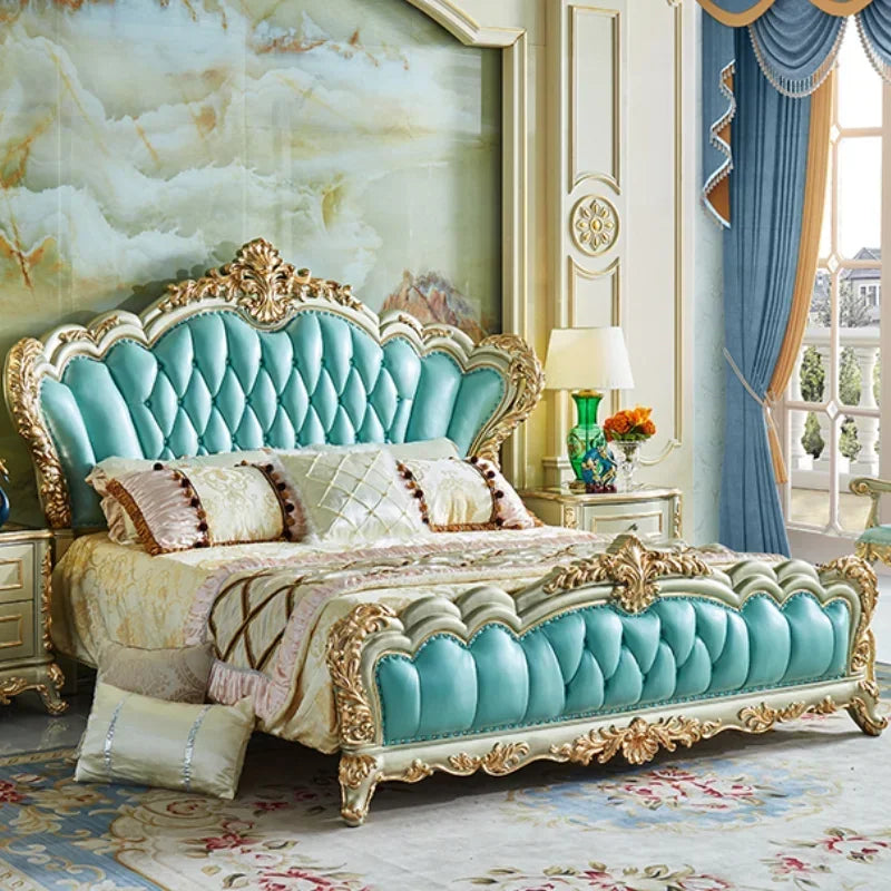 European Headboard Modern Bed Waterproof Princess Storage Bedroom Double Bed Base Frame Monster Camas Matrimoniales Furniture
