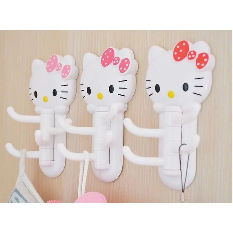 Hello Kitty Rotating Hook Cute Kreativ Multifunktional Haken Cartoon Anime Küche Badezimmer nagelfrei Wand Geschenk