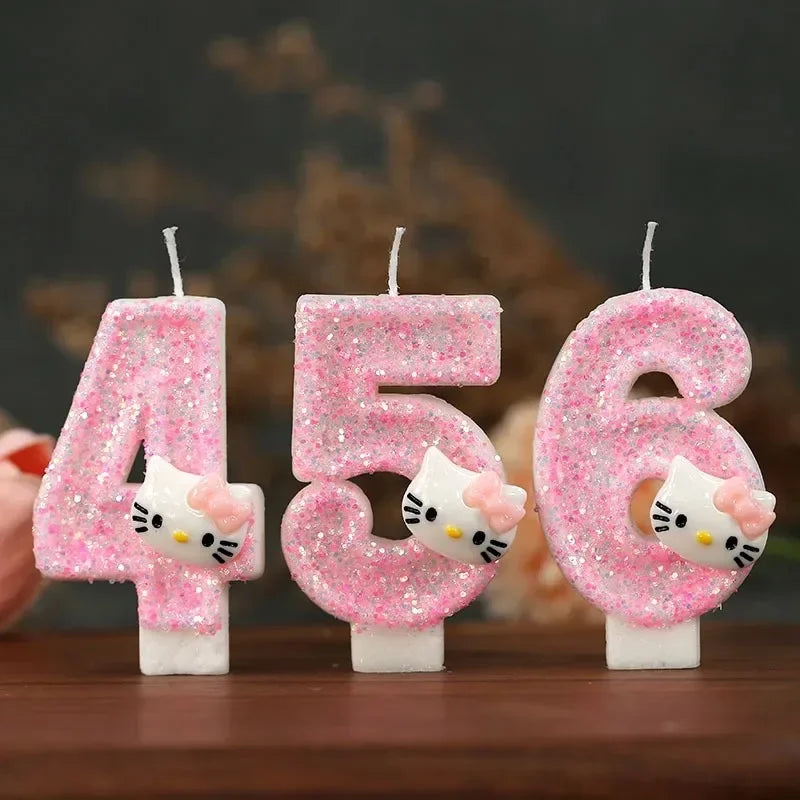 Kawaii Hello Kitty Nummer Geburtstagskerze Sanrio Kitty Katze Digitale Kerzen Geburtstagskuchen Dekoration Jubiläumsparty Kerzen