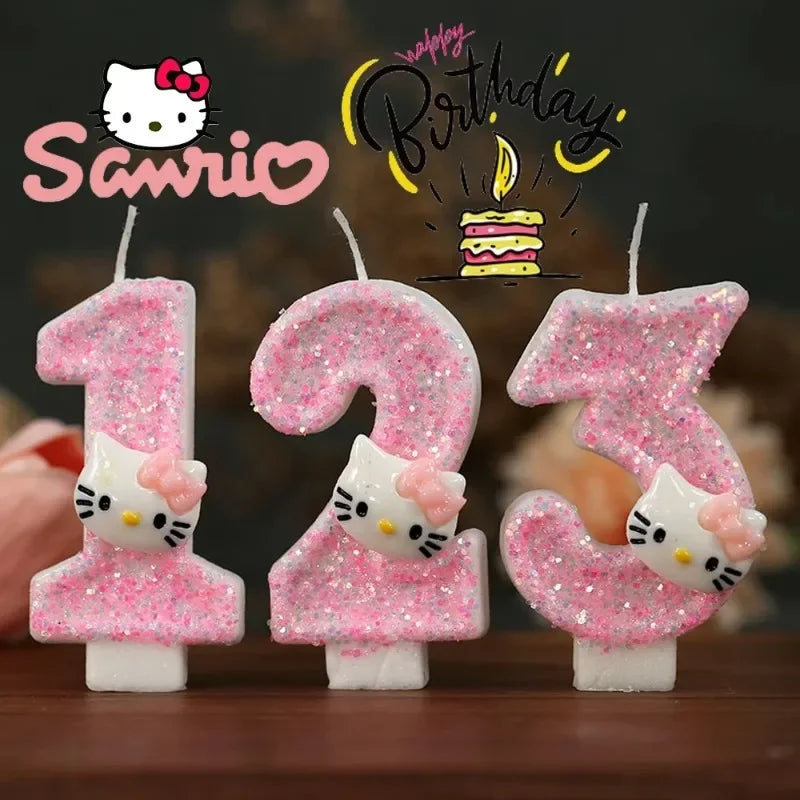 Kawaii Hello Kitty Nummer Geburtstagskerze Sanrio Kitty Katze Digitale Kerzen Geburtstagskuchen Dekoration Jubiläumsparty Kerzen