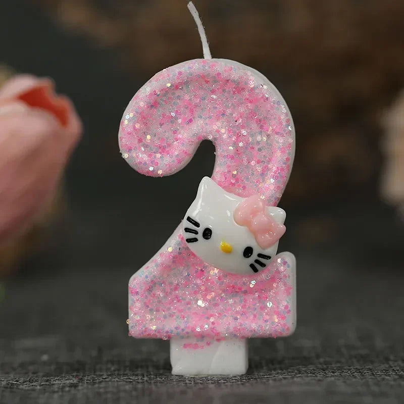 Kawaii Hello Kitty Nummer Geburtstagskerze Sanrio Kitty Katze Digitale Kerzen Geburtstagskuchen Dekoration Jubiläumsparty Kerzen