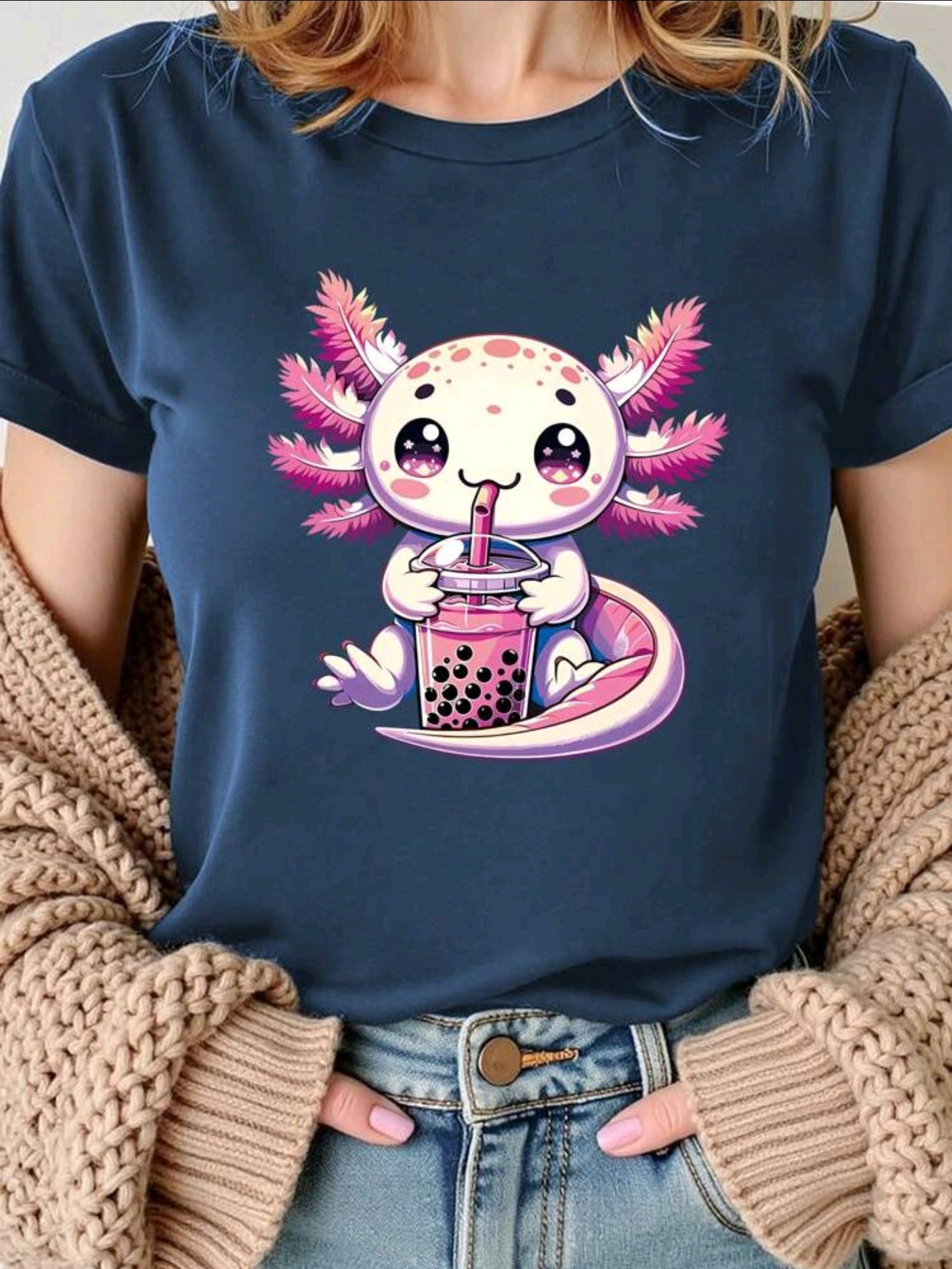 Versch.Farben Damen Tshirt Axolotl