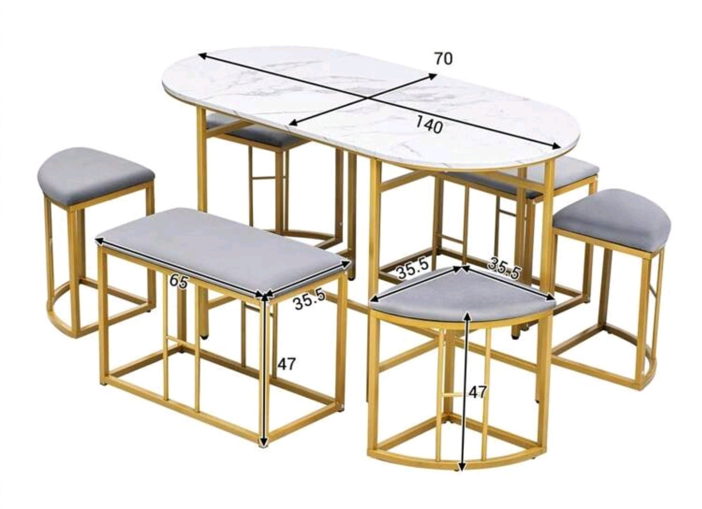 Essgruppe Esstisch mit Hockern 120Kilo Belastbarkeit 140x70x76cm