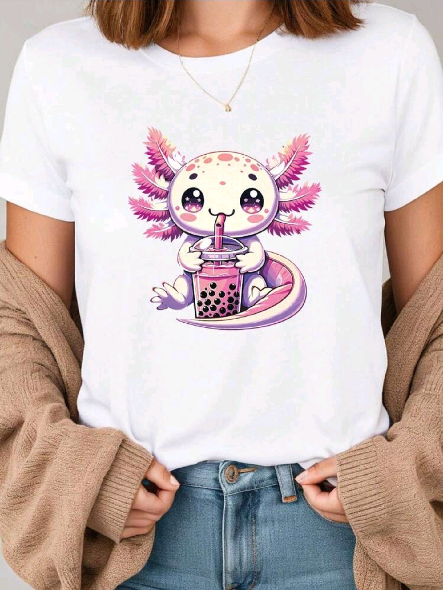 Versch.Farben Damen Tshirt Axolotl