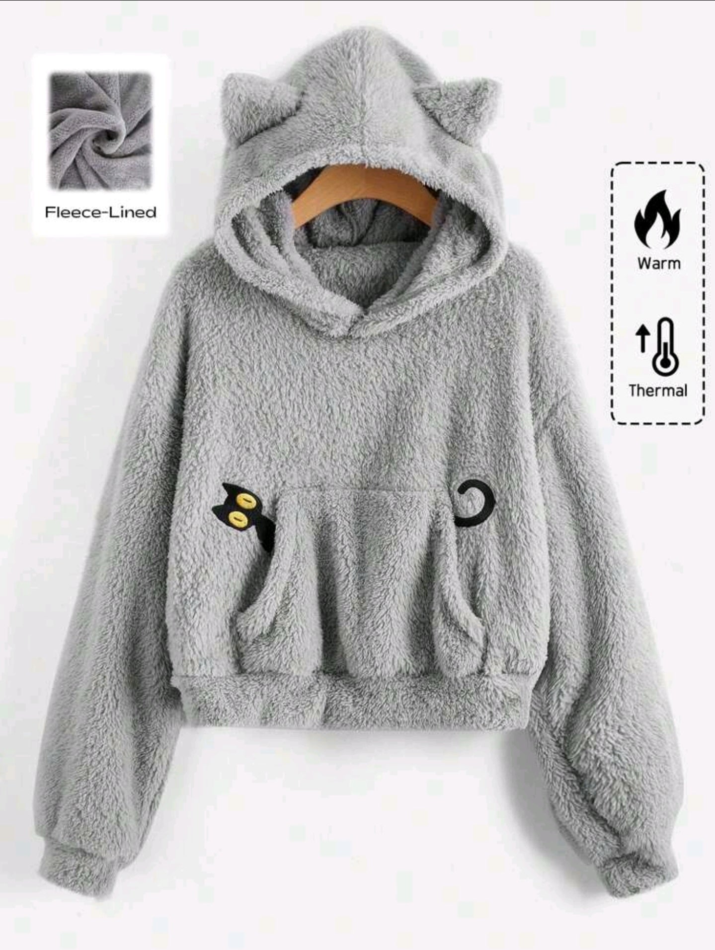 Versch. Farben Kawaii Damenpullover Katzenmotiv Katzenohren Langarmhoodie