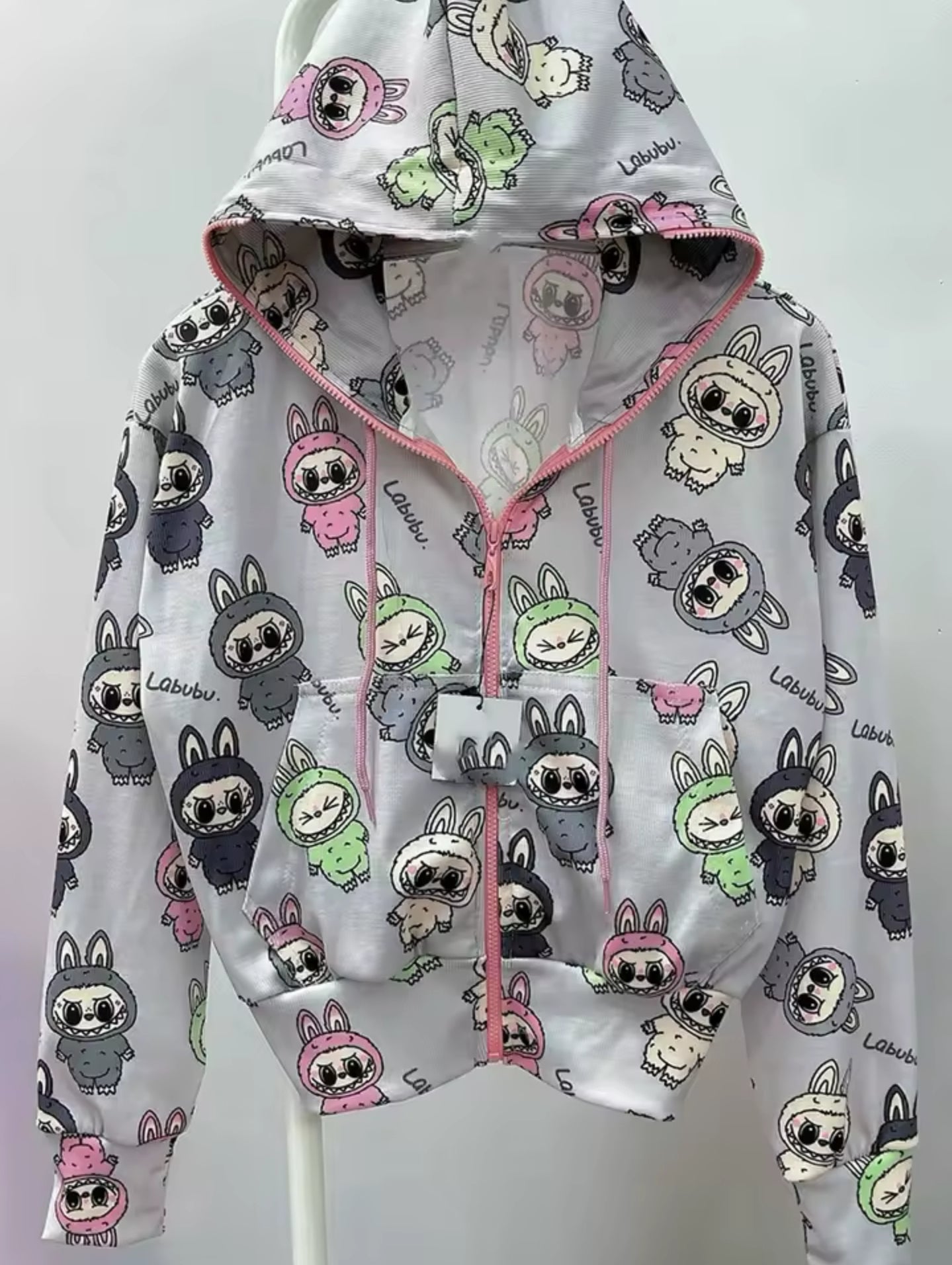 Labubu Damenkleidung Jacke Strickjacke Hoodie Zipper passend in Xs, S und M Onesize