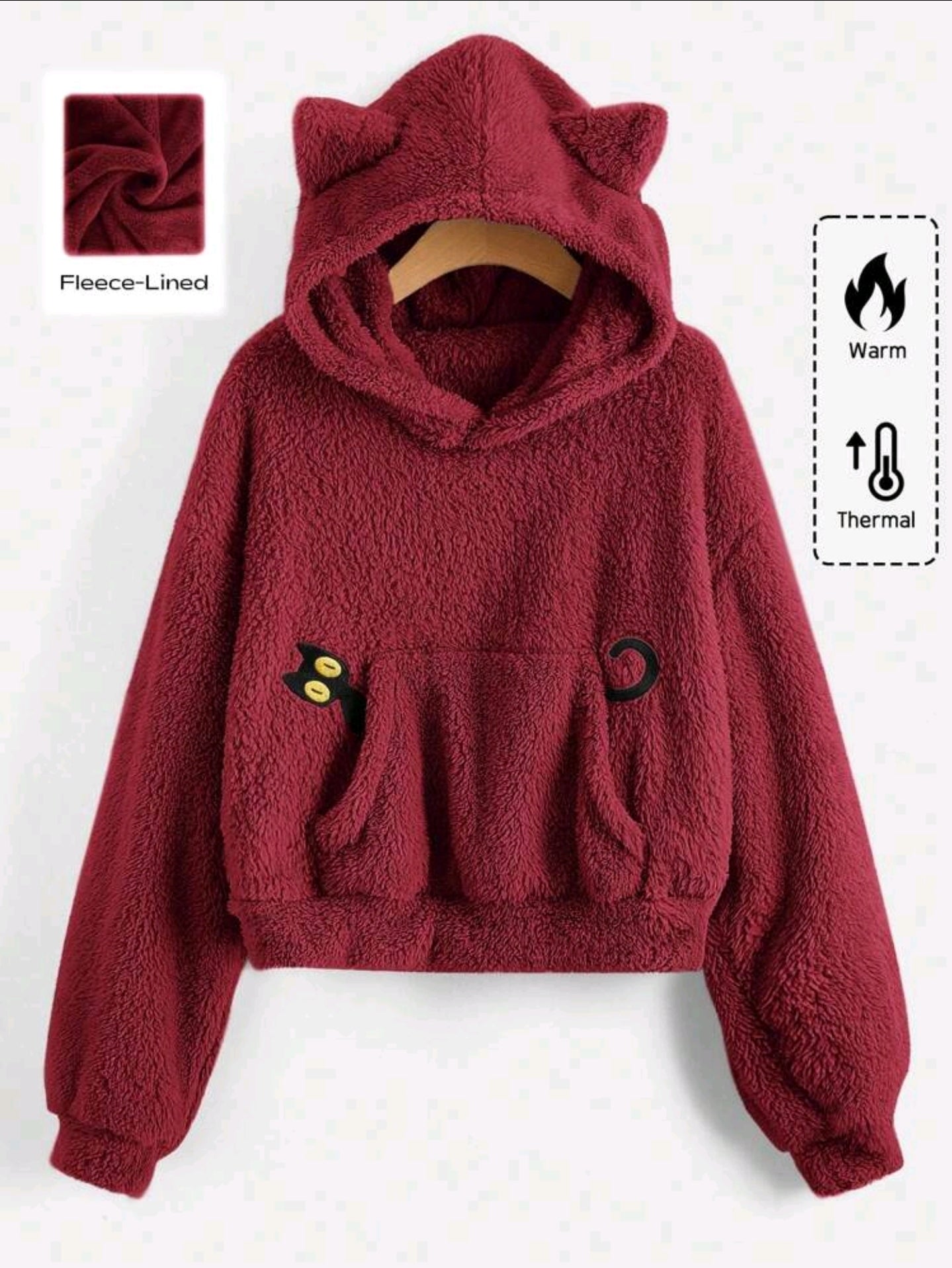 Versch. Farben Kawaii Damenpullover Katzenmotiv Katzenohren Langarmhoodie
