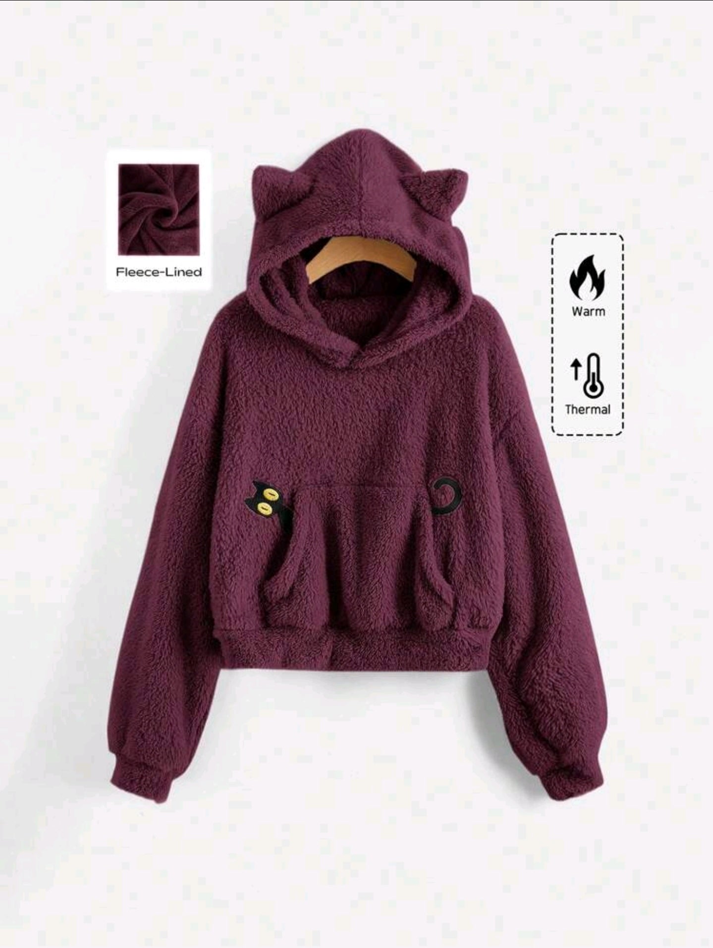 Versch. Farben Kawaii Damenpullover Katzenmotiv Katzenohren Langarmhoodie