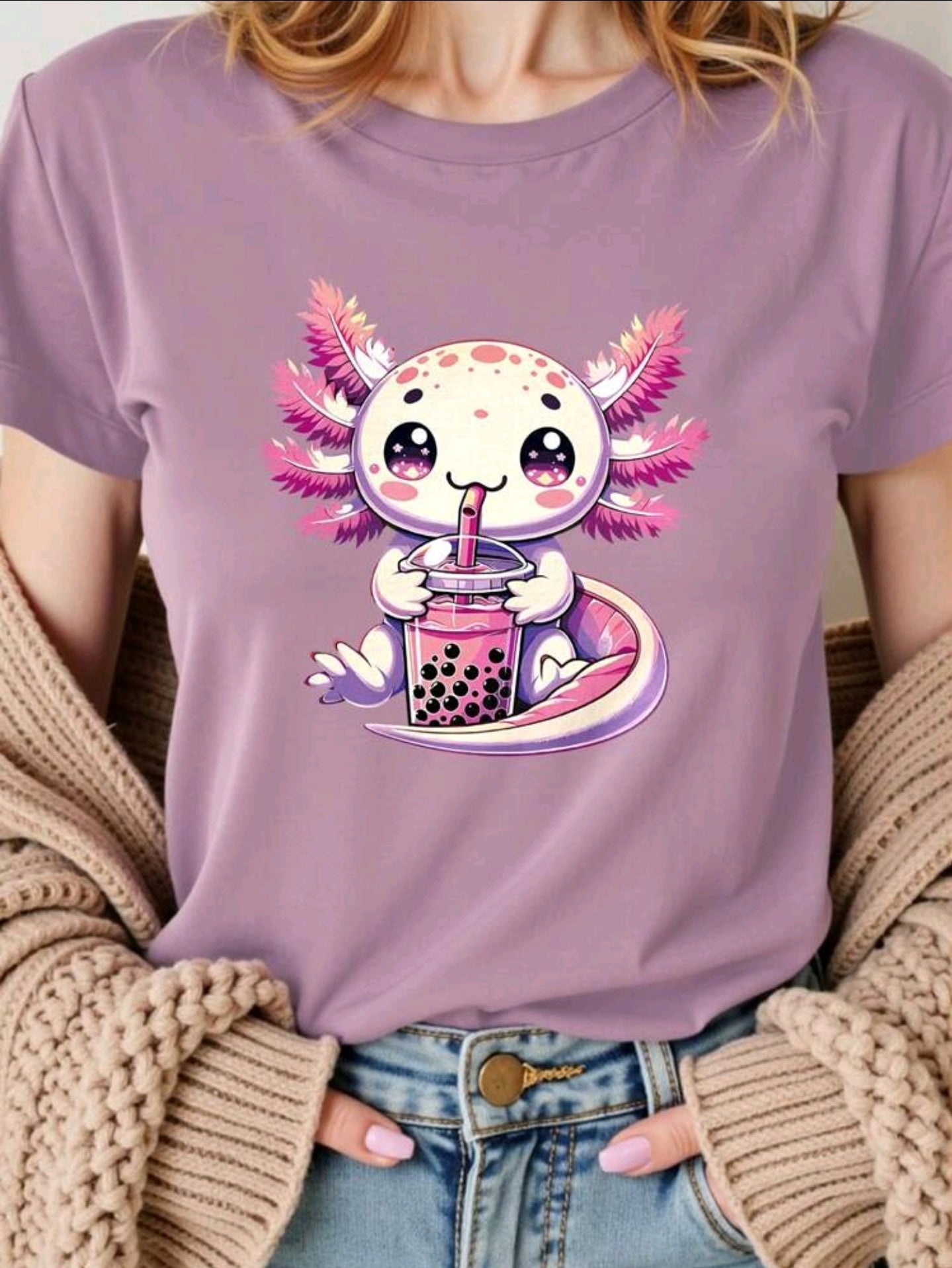 Versch.Farben Damen Tshirt Axolotl