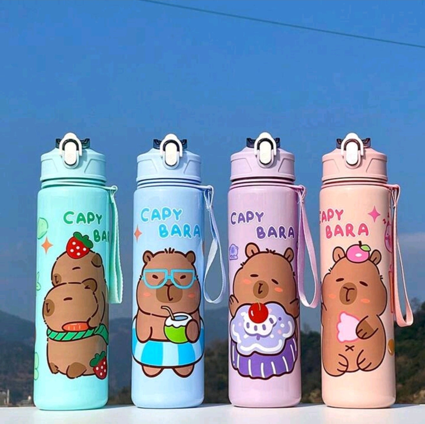 800ml Trinkflasche Kinder Schule Kindergarten Capybara Auslaufsicher