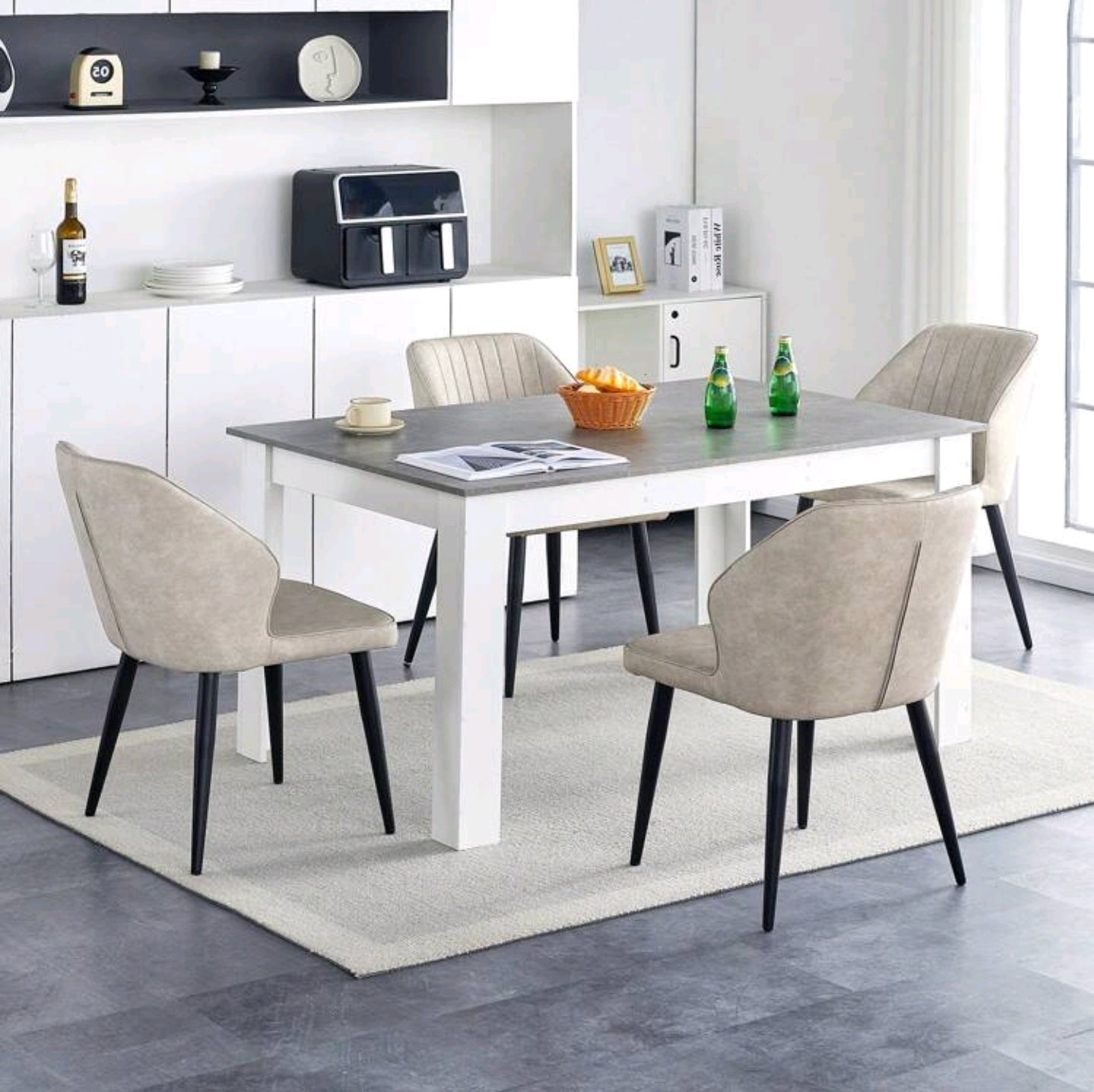 Esstisch 140cm 4bis6Sitzer Grau weiss