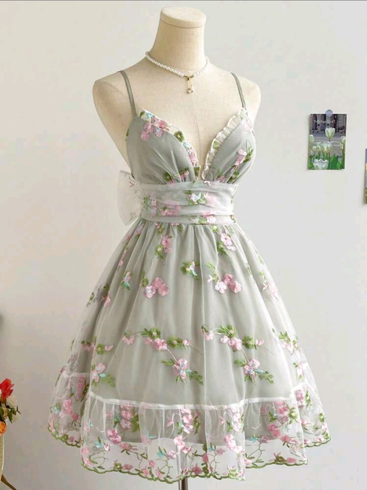 Damen Sommerkleid mit Blumen in grün