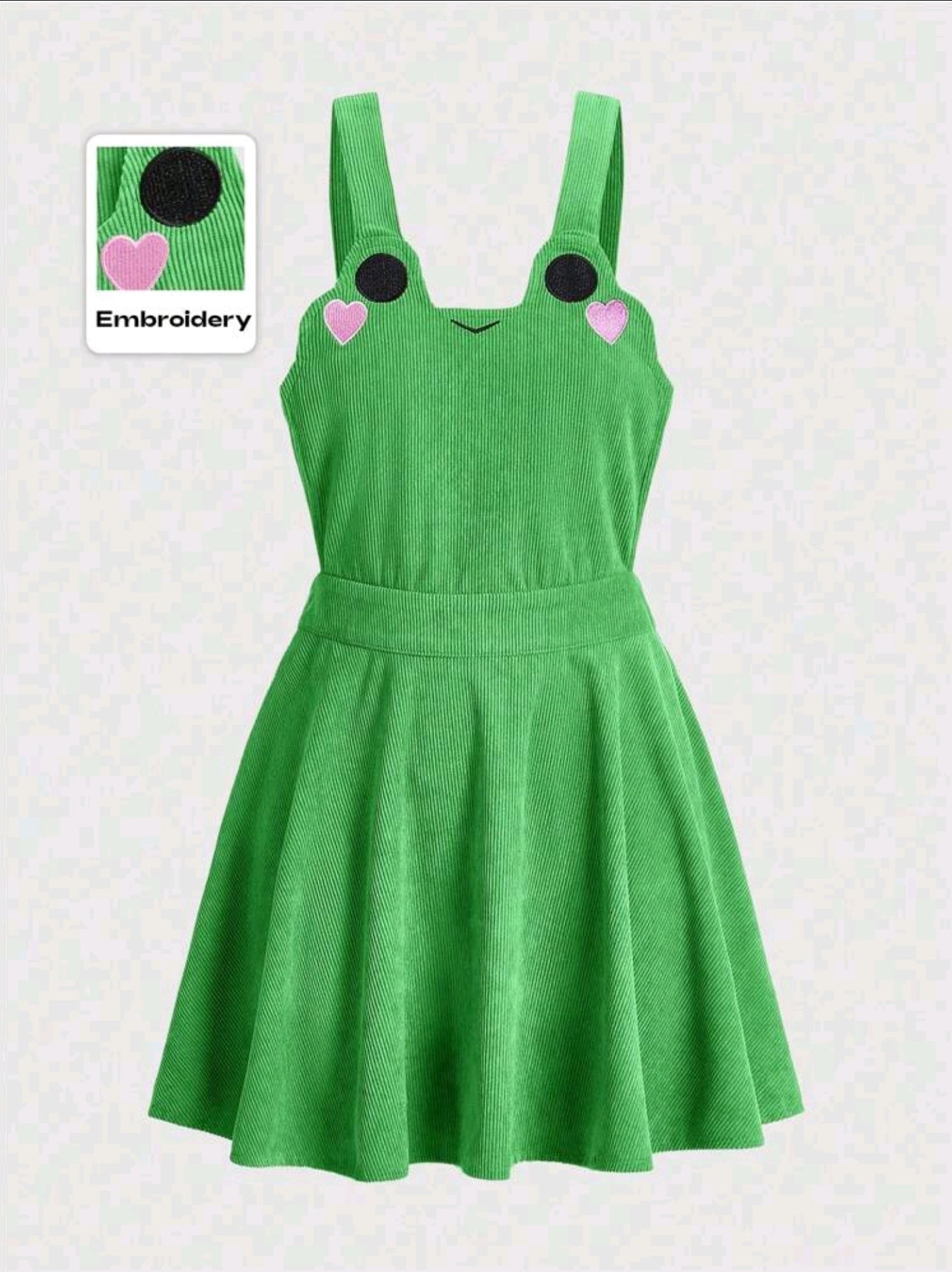 Versch.Farben Damen Kawaii Latz-Kleid Froschmotiv