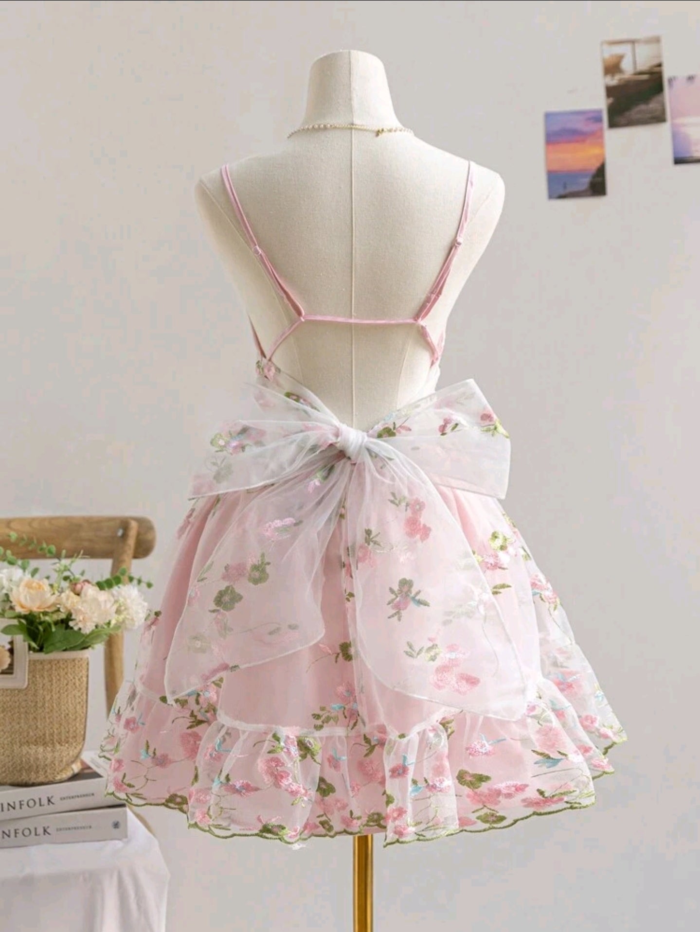 Damen Sommerkleid mit Blumen rosa