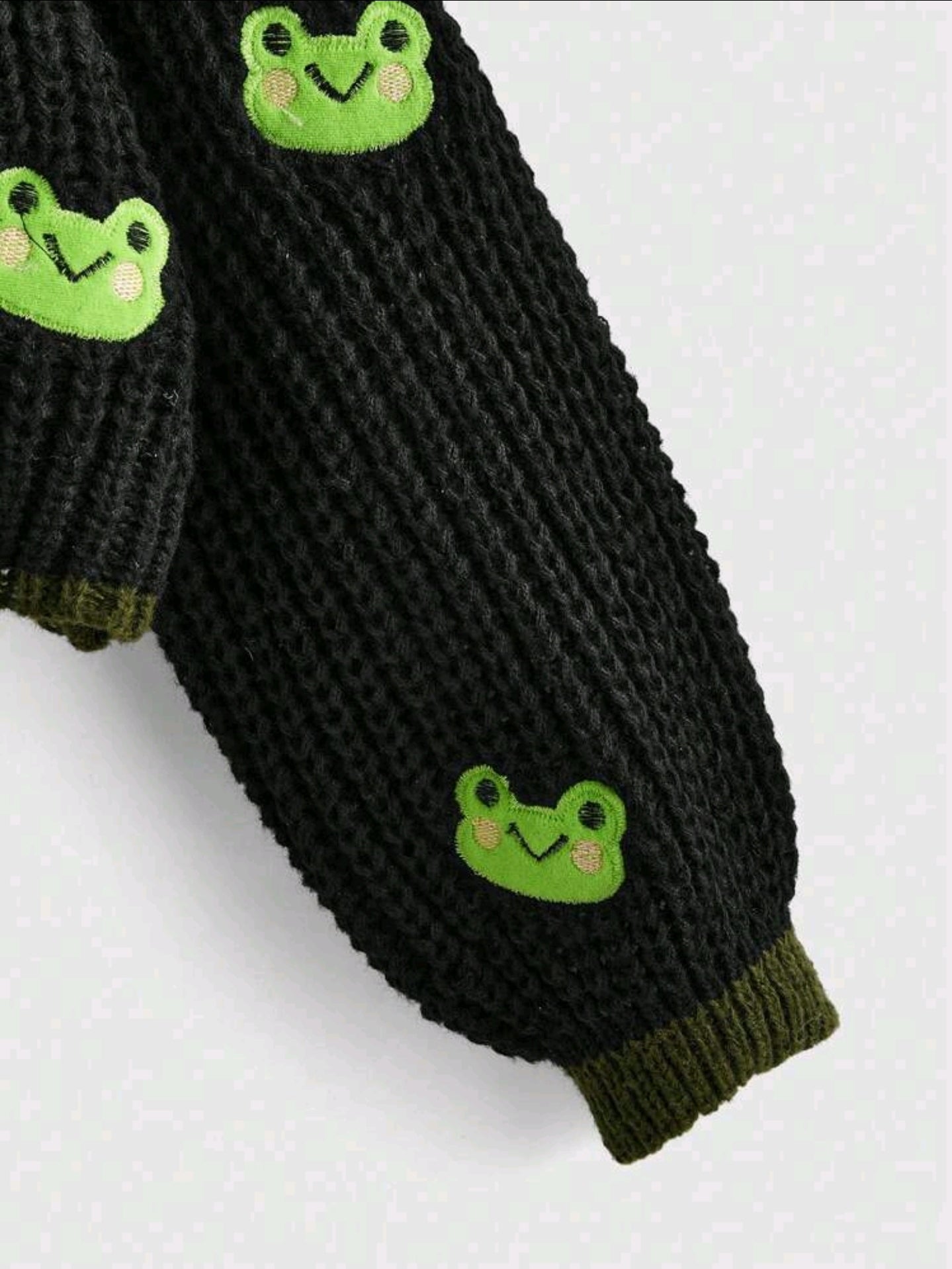 Kawaii Damen Strickjacke Froschmotive