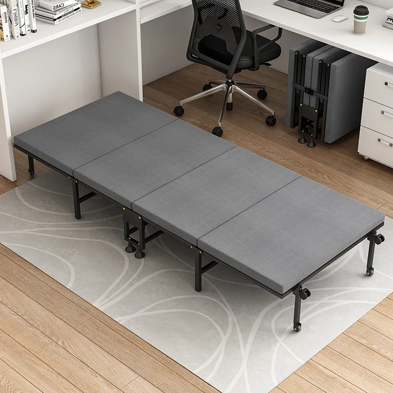 Four-folding bed office snap tool factory directly operated office snap bed with wheel marching bed