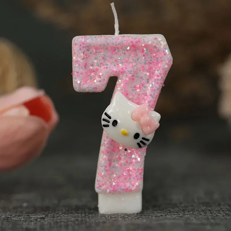 Kawaii Hello Kitty Nummer Geburtstagskerze Sanrio Kitty Katze Digitale Kerzen Geburtstagskuchen Dekoration Jubiläumsparty Kerzen
